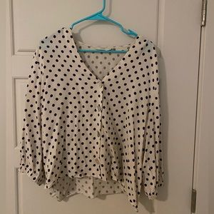 Three Quarter Sleeved Polka Dot Blouse
